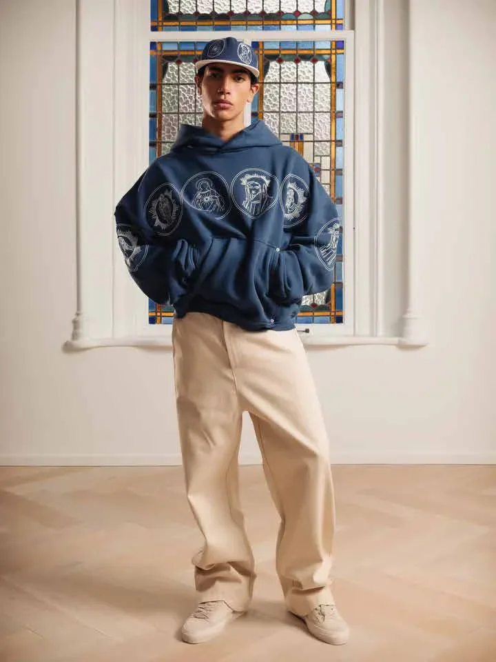Stick-Hoodie Navy